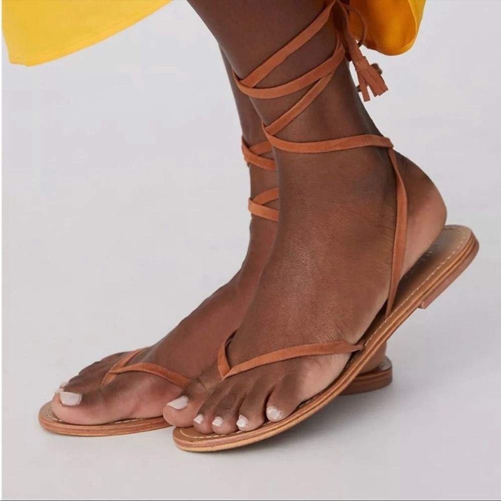 Anthropologie Summer Sandal Pilcro Harness Tie-Up Sandals Tan New Summer Boho